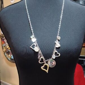 Heart Charm Silver-Tone Necklace - Women Jewelry